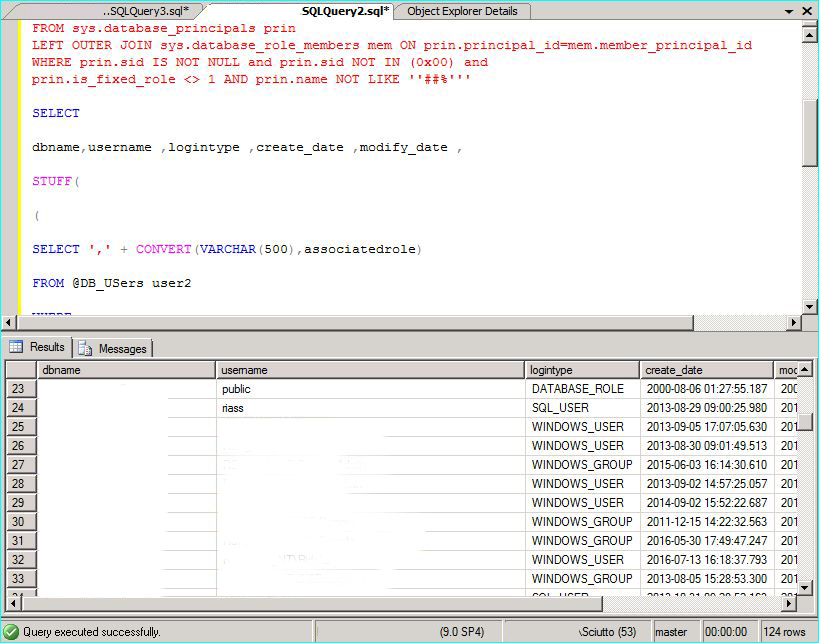 Estrazione Utenti e permessi SQL CAL 1