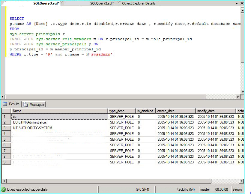 Estrazione Utenti e permessi SQL CAL 2