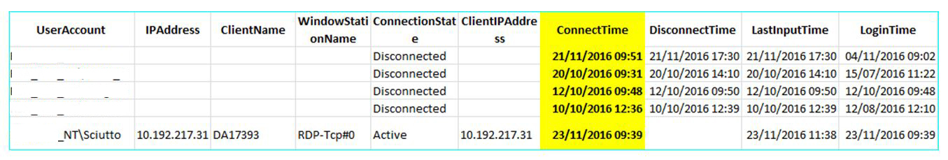 Generare una lista di accessi Terminal Server 002