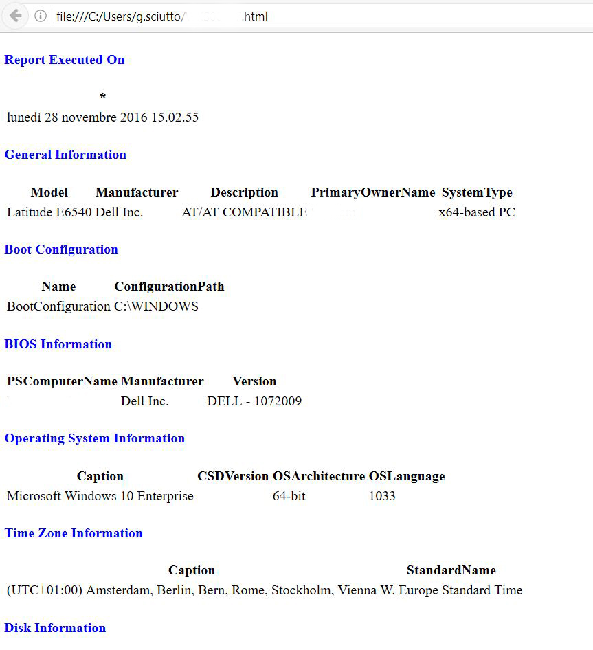 Raccolta informazioni del sistema usando PowerShell 2