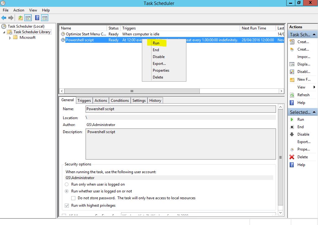Schedulare uno script Powershell 07
