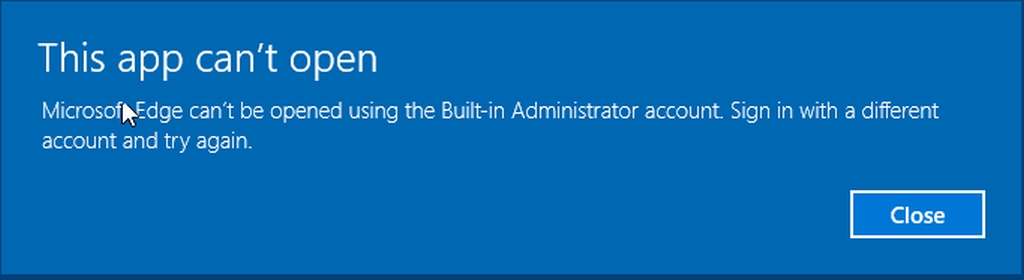 Windows 10 Edge cant be opened using 01